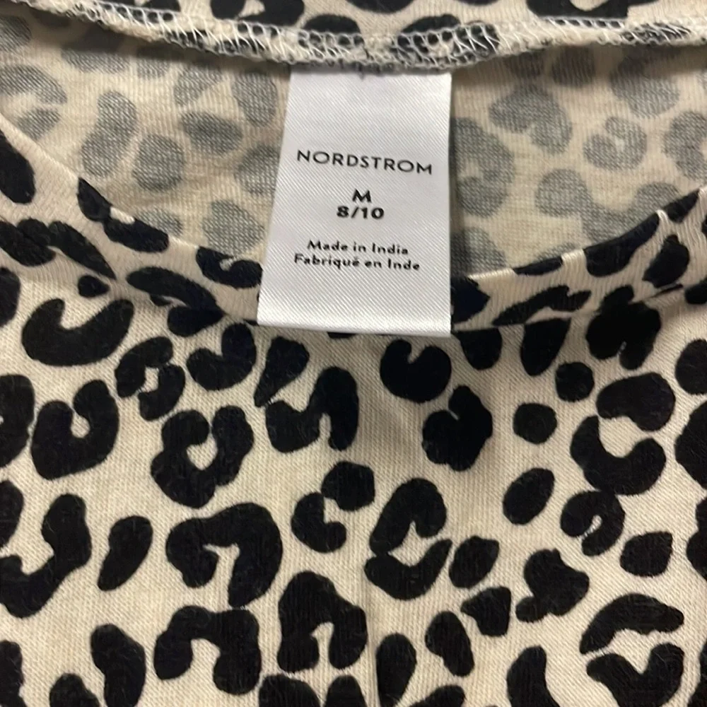 NORDSTROM girls long sleeve leopard print shirt size M NWT